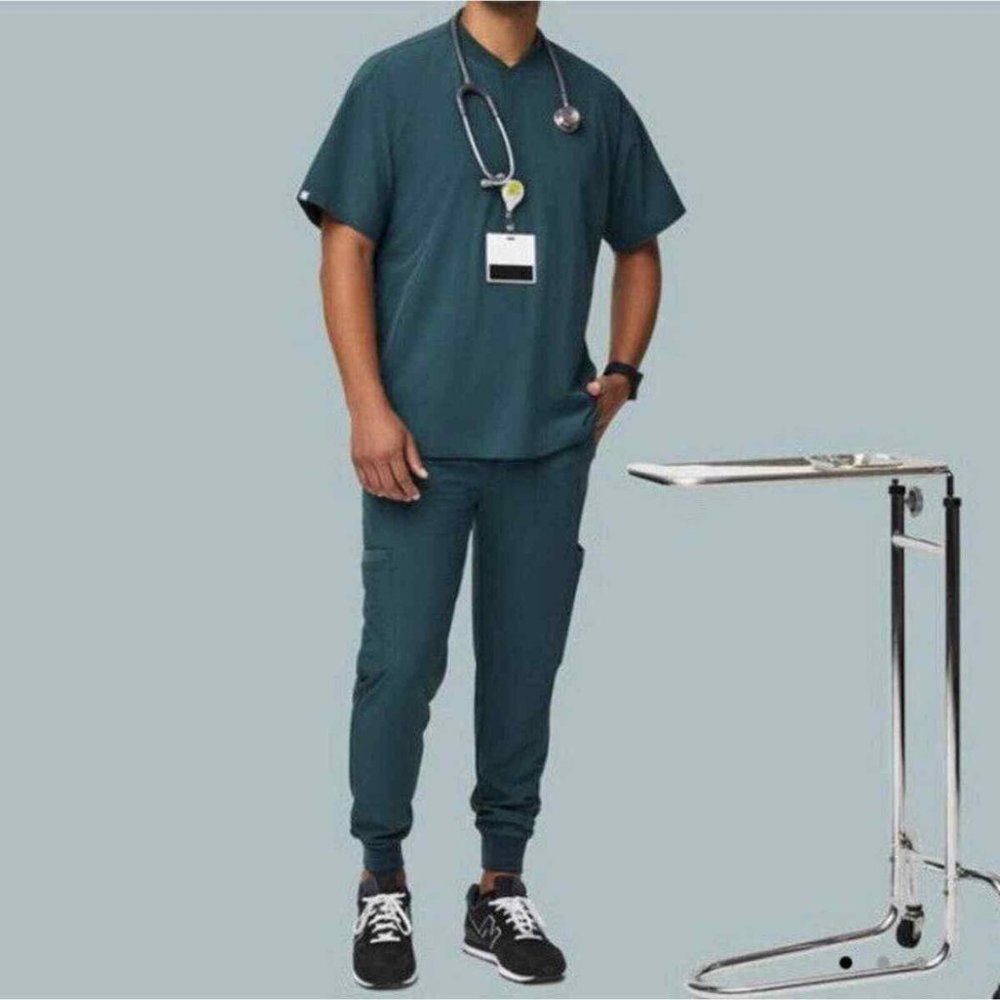 MENS FIGS LARGE FIONLITE™ Chisec Scrub Top and Hidmo Pants in CARIBBEAN BLUE